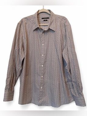 Gucci Men’s Fitted Printed Button Down Shirt - Brown & White
